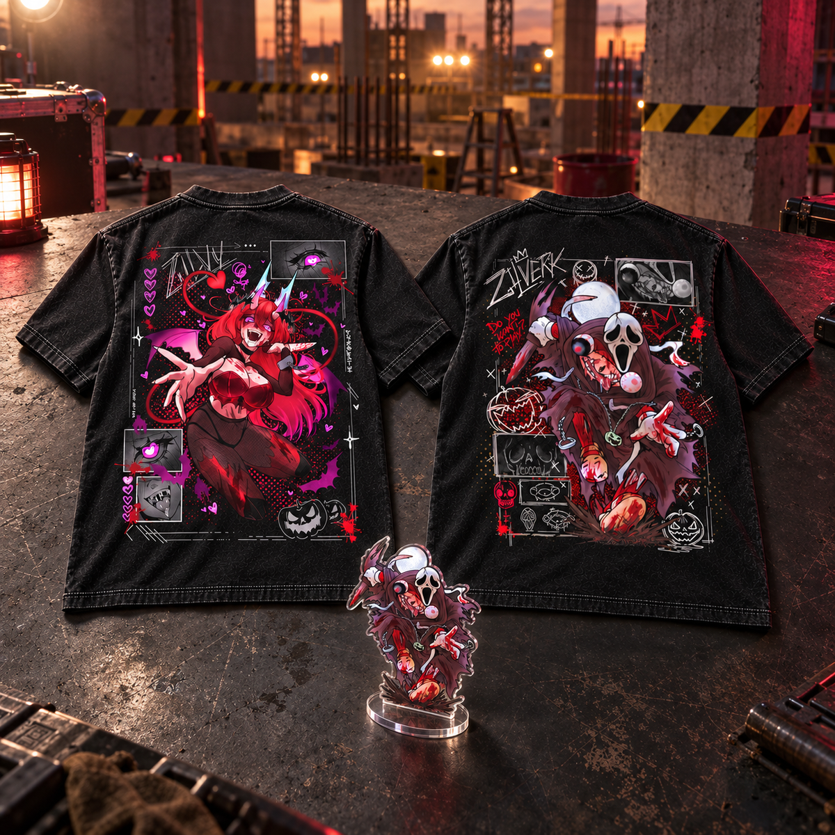 Jarrowin Duo: Zilvy and ZK tees with free ZK acrylic standee